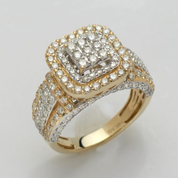 14KY 2.05CTW DIAMOND SQUARE CLUSTER LADIES RING