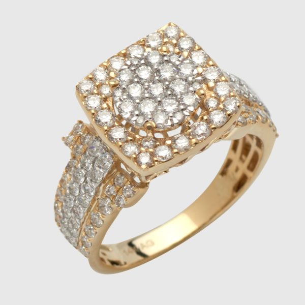 14KY 1.55CTW DIAMOND ROUND CLUSTER LADIES RING