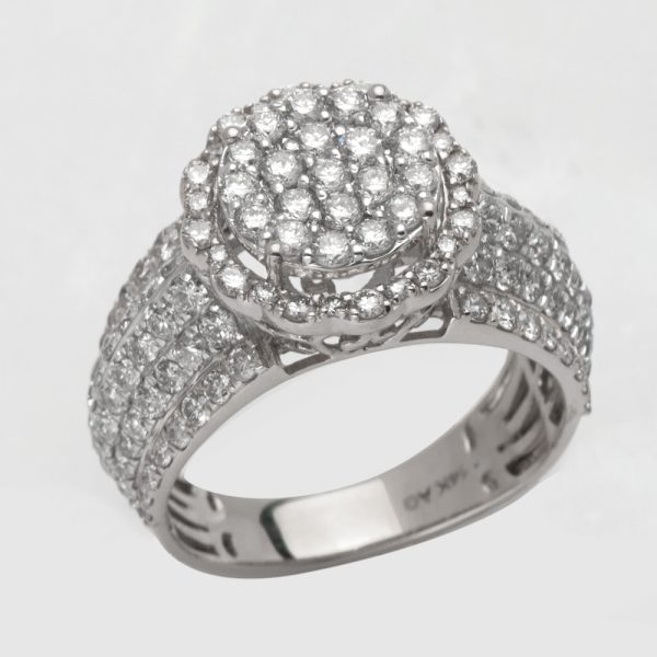 14KW 1.90CTW DIAMOND ROUND CLUSTER RING