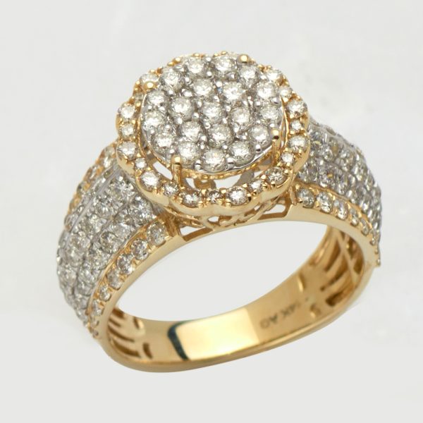 14KY 1.90CTW DIAMOND ROUND CLUSTER RING