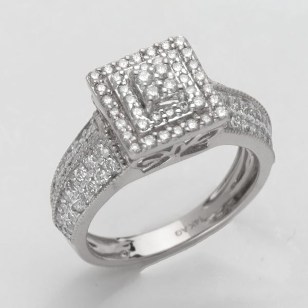 14KW 1.10CTW DIAMOND SQUARE CLUSTER RING