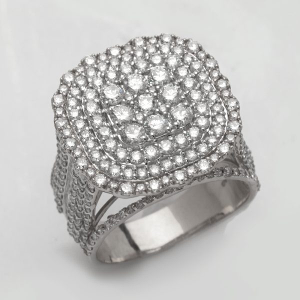 14KW 3.00CTW DIAMOND SQUARE CLUSTER RING