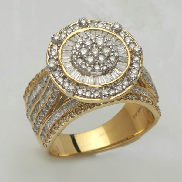 14KY 1.75CTW DIAMOND ROUND CLUSTER RING