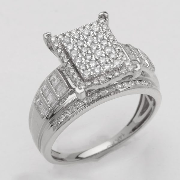 14KW 0.75CTW DIAMOND RECTANGLE CLUSTER RING