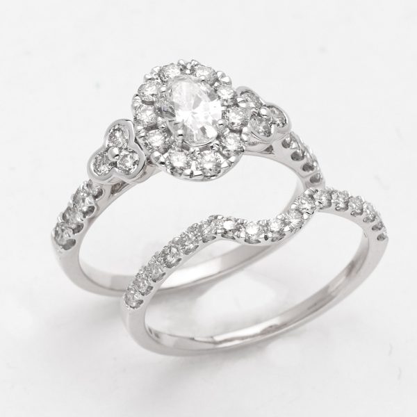 14KW 1.35CTW OCAL DIAMOND BRIDAL SET - SINGLE HALO