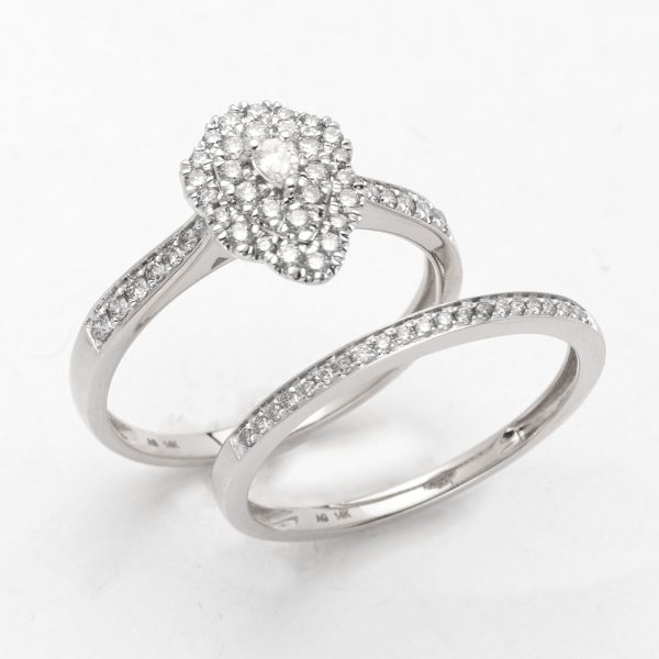 14KW 0.50CTW PEAR DIAMOND BRIDAL SET - DOUBLE PEAR