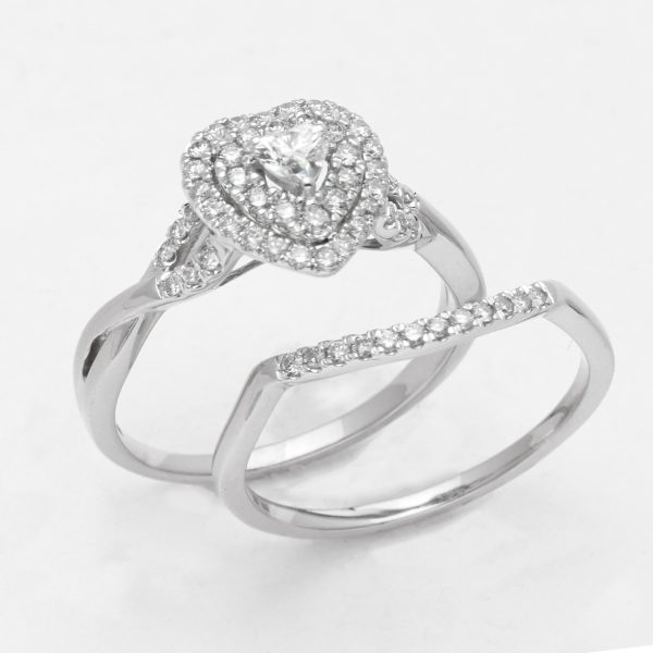 14KW 0.60CTW HEART DIAMOND BRIDAL SET - DOUBLE