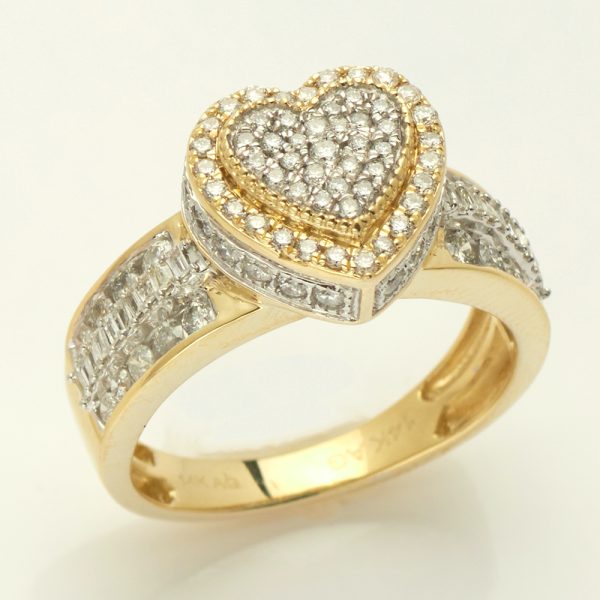 14KY 1.00CTW DIAMOND HEART CLUSTER RING