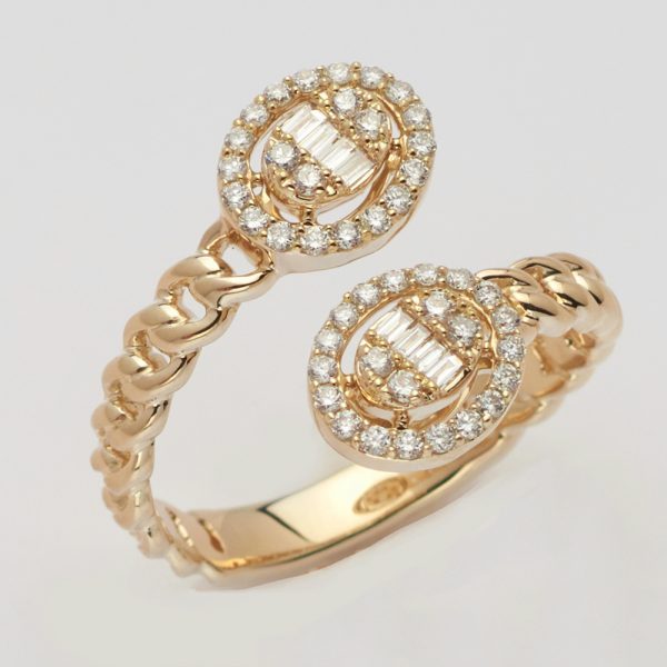 14KY 0.35CTW BAGUETTE DIAMOND OPEN CUFF RING