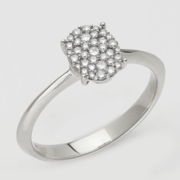 14KW 0.25CTW DIAMOND OVAL DISC SHAPE LADIES  RING