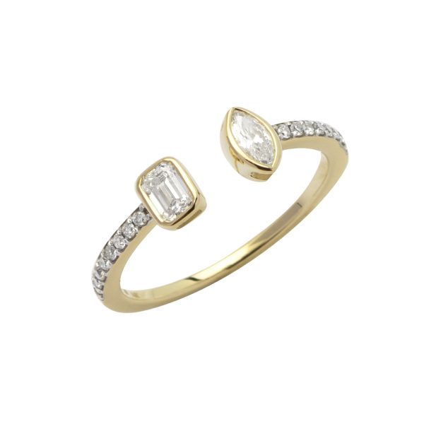 14KY 0.40CTW DIAMOND EMERALD CUT  LADIES RING