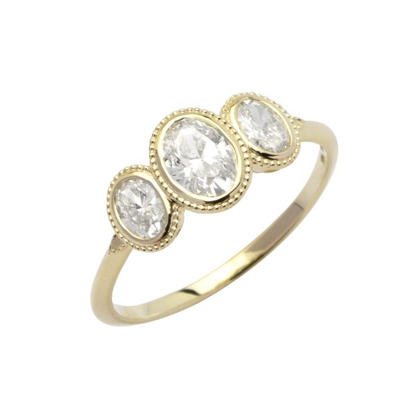 14KY 0.75CTW DIAMOND 3 OVAL SHAPED LADIES RING