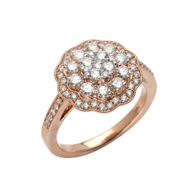 14KR 1.15CTW DIAMOND CLUSTER LADIES RING - FLOWER