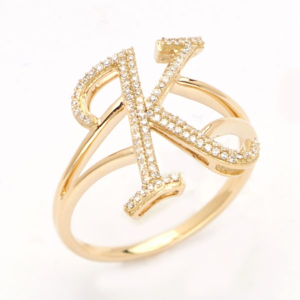 14KY 0.20CTW DIAMOND INITIAL RING