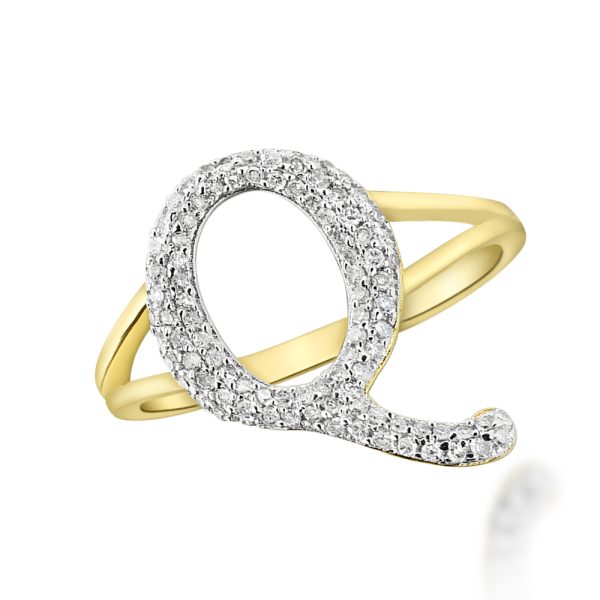 14KY 0.20CTW DIAMOND INITIAL RING