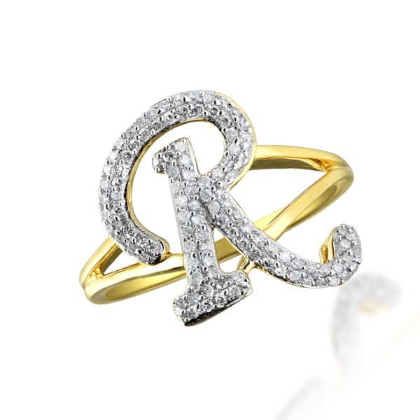 14KY 0.25CTW DIAMOND INITIAL RING