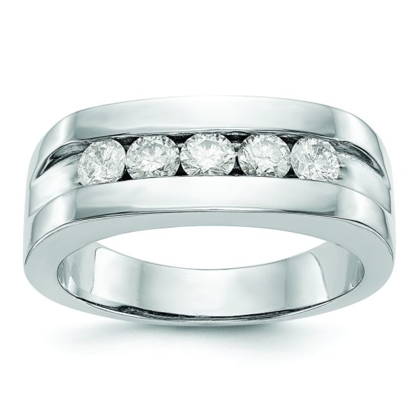 10K White Gold Lab Grown Diamond VS/SI FGH 5-Stone Men's Channel Ban