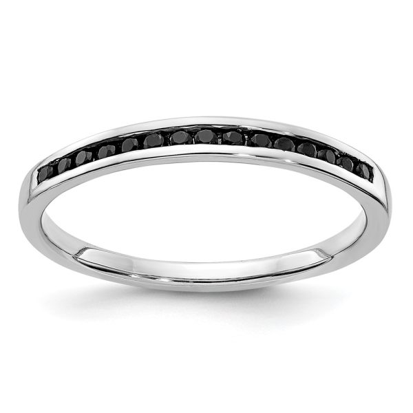 14k White Gold Black Diamond Channel Band