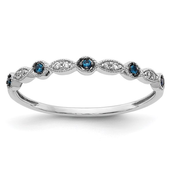 14k White Gold Blue/White Diamond Fancy Band