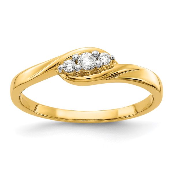 14k Yellow Gold 3-stone Diamond Ring