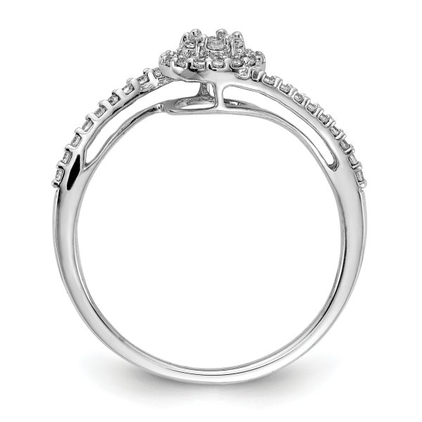 14k White Gold Diamond Cluster Bypass Ring - Image 2