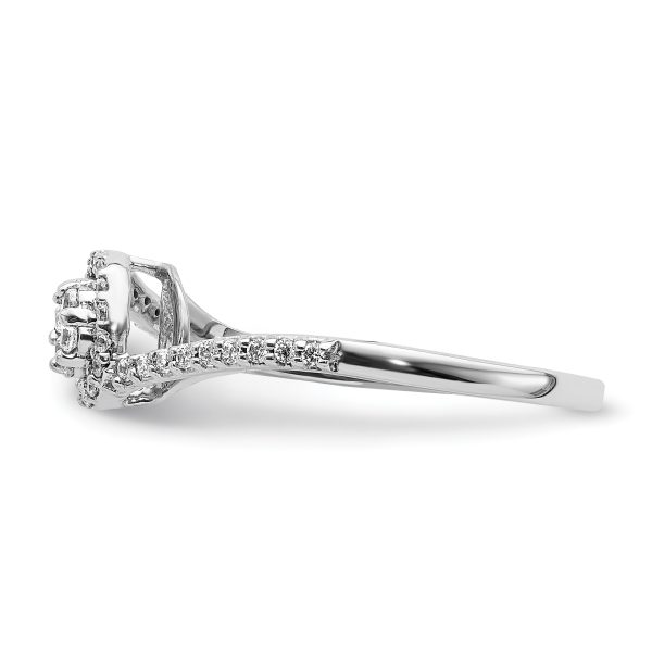 14k White Gold Diamond Cluster Bypass Ring - Image 3