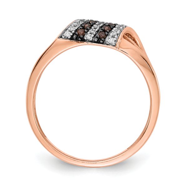 14k Rose Gold White and Champagne Diamond Ring - Image 2