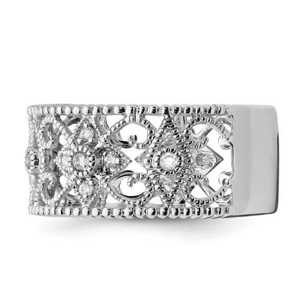 14k White Gold Diamond Vintage Band - Image 3