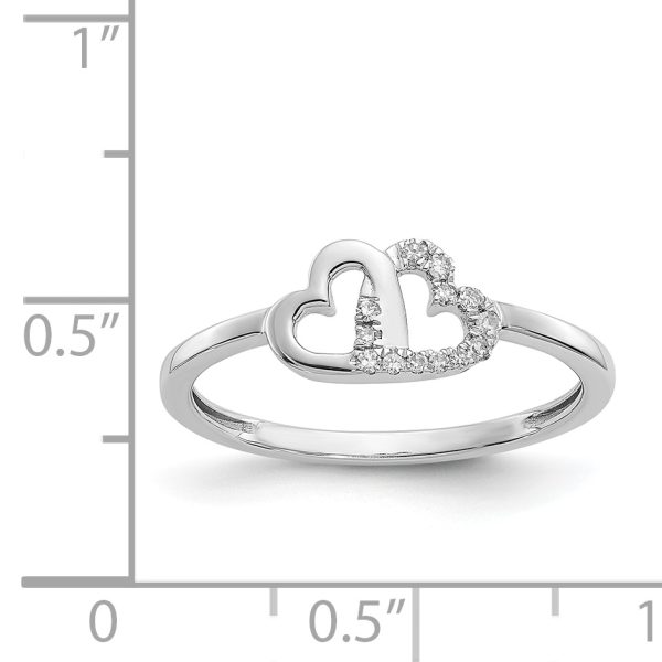 14k White Gold Diamond Double Heart Ring - Image 3