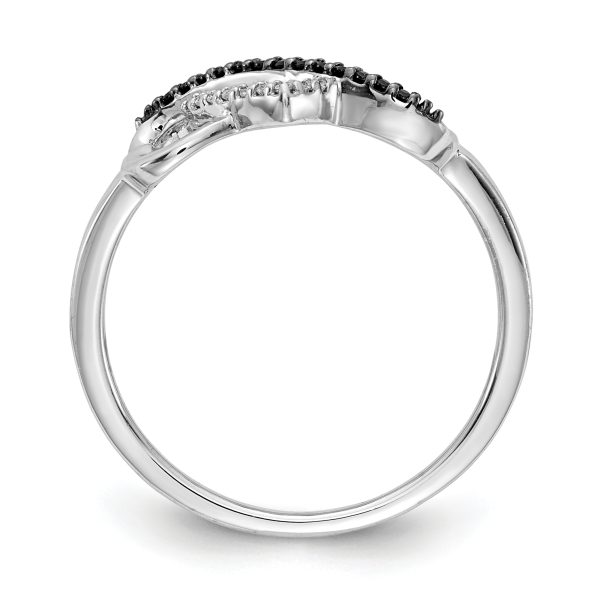 14k White Gold Black and White Diamond Infinity and Heart Ring - Image 2