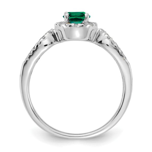 10K White Gold Lab Grown VS/SI FGH Dia and Oval Created Emerald Ring - Image 2