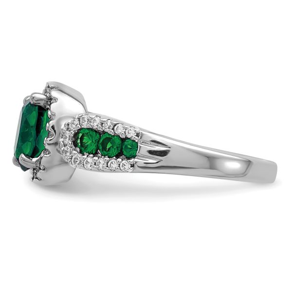 10K White Gold Lab Grown VS/SI FGH Dia and Oval Created Emerald Ring - Image 3