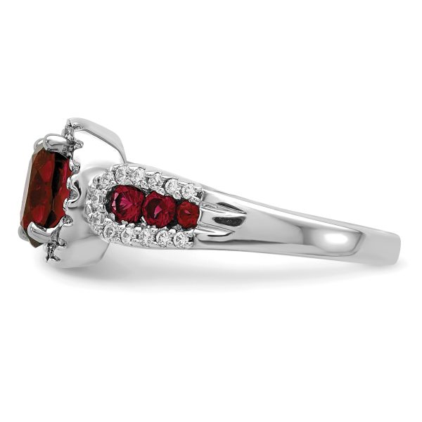 10K White Gold Lab Grown VS/SI FGH Dia and Oval Created Ruby Ring - Image 3