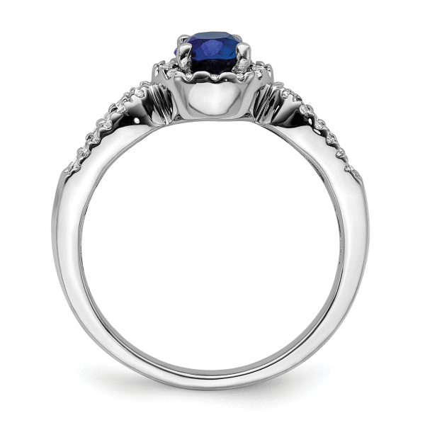 10K White Gold Lab Grown VS/SI FGH Dia and Oval Created Sapphire Ring - Image 2
