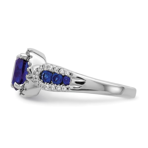 10K White Gold Lab Grown VS/SI FGH Dia and Oval Created Sapphire Ring - Image 3