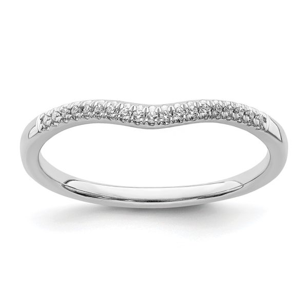 14k White Gold Diamond Contoured Wedding Band