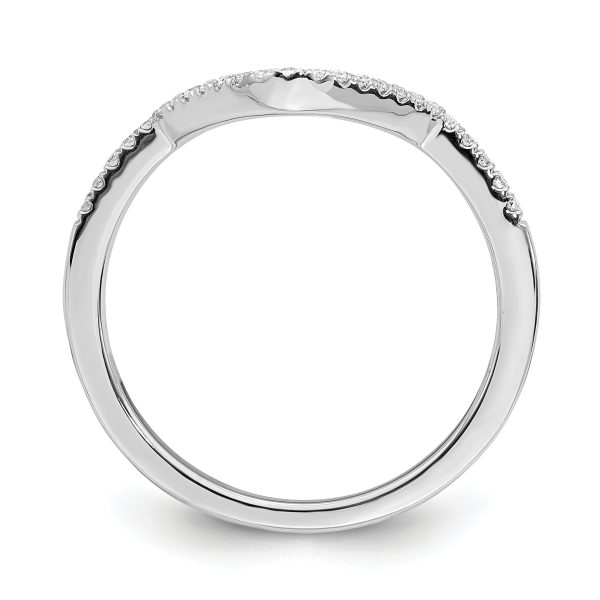 14k White Gold Diamond Contoured Wedding Band - Image 2