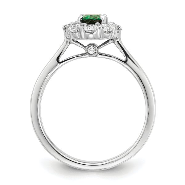 14K White Gold Lab Grown VS/SI FGH Dia & Cr. Oval Emerald Fashion Ring - Image 2