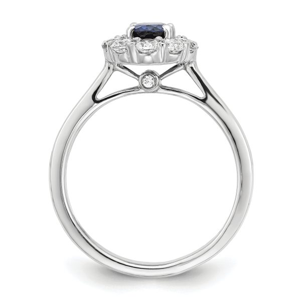 14K White Gold Lab Grown VS/SI FGH Dia & Cr. Oval Blue Sapphire Fashion Rin - Image 2