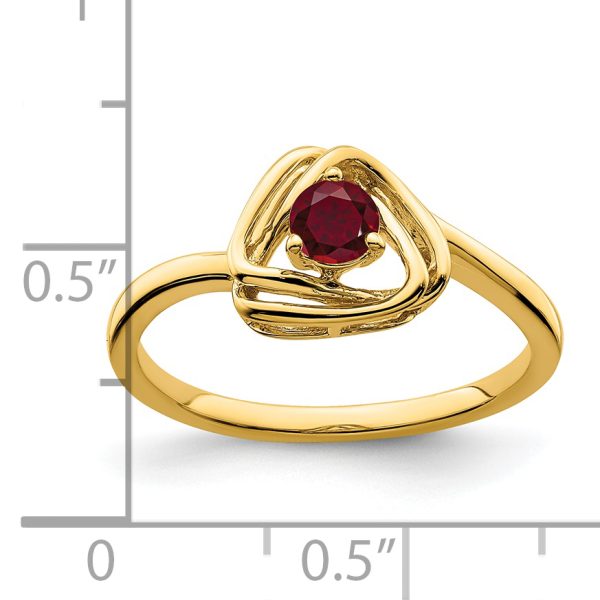 14k Created Ruby Triangle Ring - Image 2