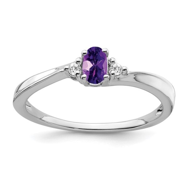14k White Gold Amethyst and Diamond Ring