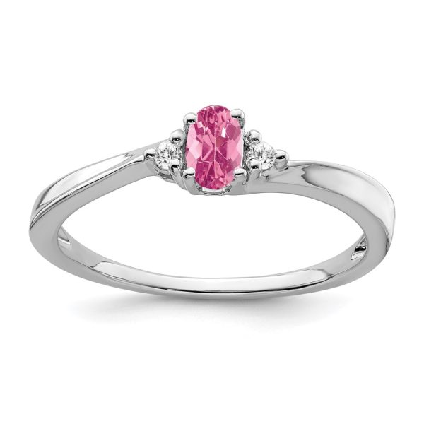 14k White Gold Pink Tourmaline and Diamond Ring