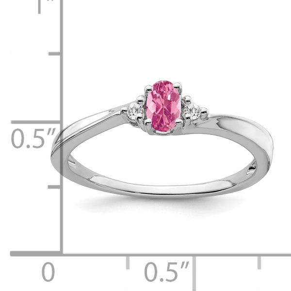 14k White Gold Pink Tourmaline and Diamond Ring - Image 2