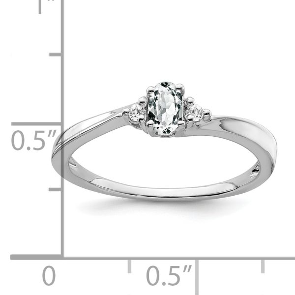 14k White Gold White Topaz and Diamond Ring - Image 2