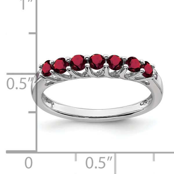 14k White Gold Created Ruby and Diamond 7-stone Ring - Image 2