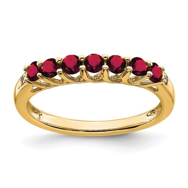 14k Created Ruby and Diamond 7-stone Ring