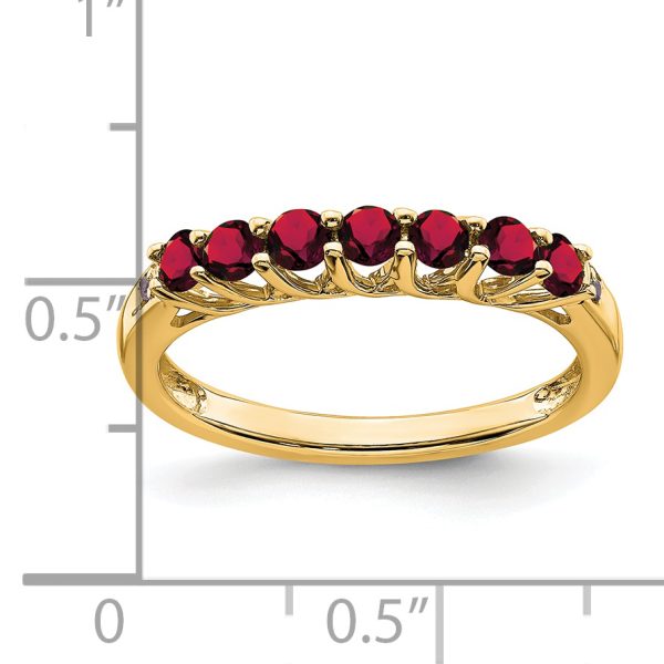 14k Created Ruby and Diamond 7-stone Ring - Image 2