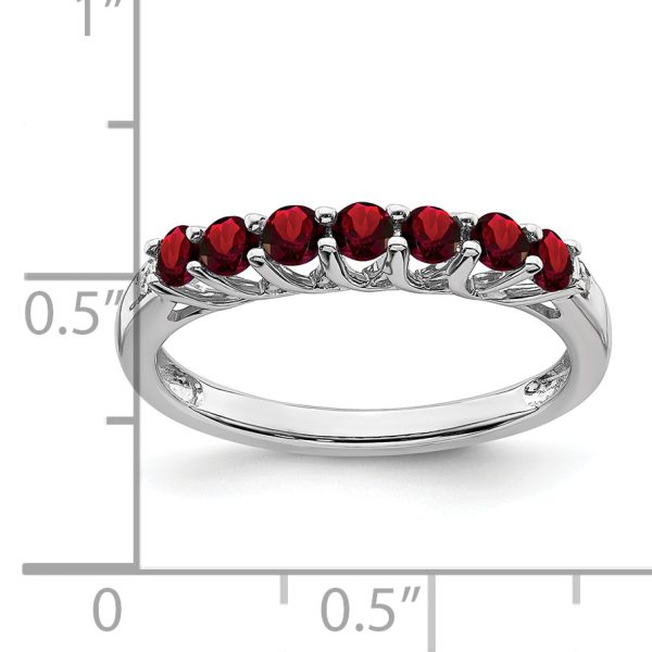 14k White Gold Garnet and Diamond 7-stone Ring - Image 2