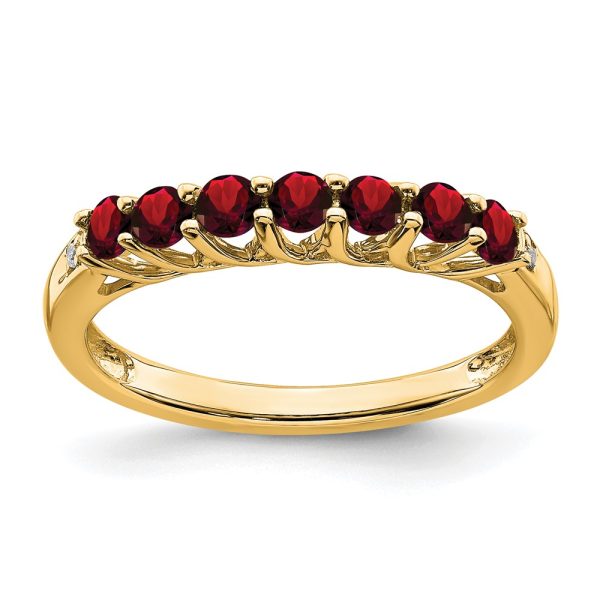 14k Garnet and Diamond 7-stone Ring