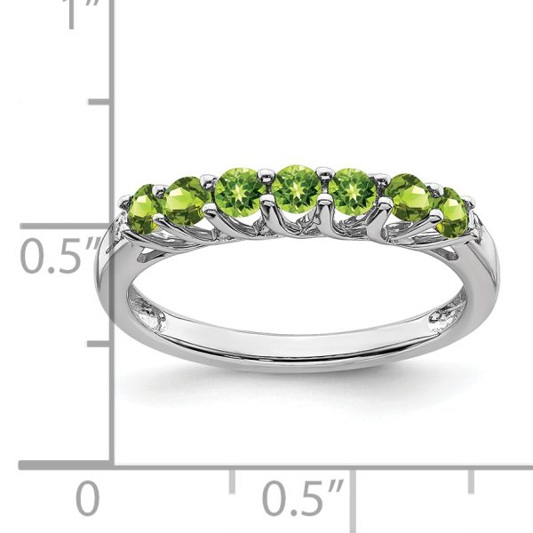 14k White Gold Peridot and Diamond 7-stone Ring - Image 2